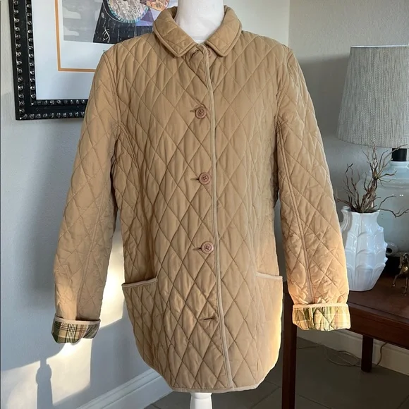 L.L.Bean Barn Quilted Jacket Tan Brown XL - Picture 2 of 6